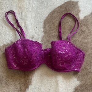 Balconette Lace Underwire Bra - Fuchsia